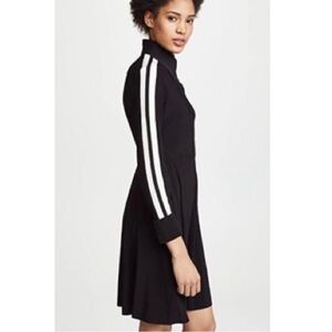 Norma Kamali Side Stripe Long Sleeve Shirt Dress in Black and White Size XXS